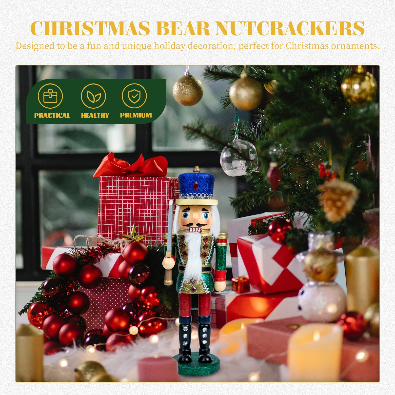 

Wooden Nutcracker Soldier Decorative Wood Craft Home Hotel Tabletop Decor Xmas Nutcracker Ornaments Christmas Gift