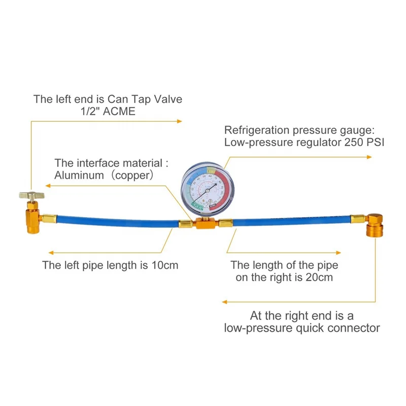 

AC Charge Hose With Gauge Vehicle 1/2'' Can Tap Dispensing Valve & Quick Coupler Charge Hose Set Auto Accessories
