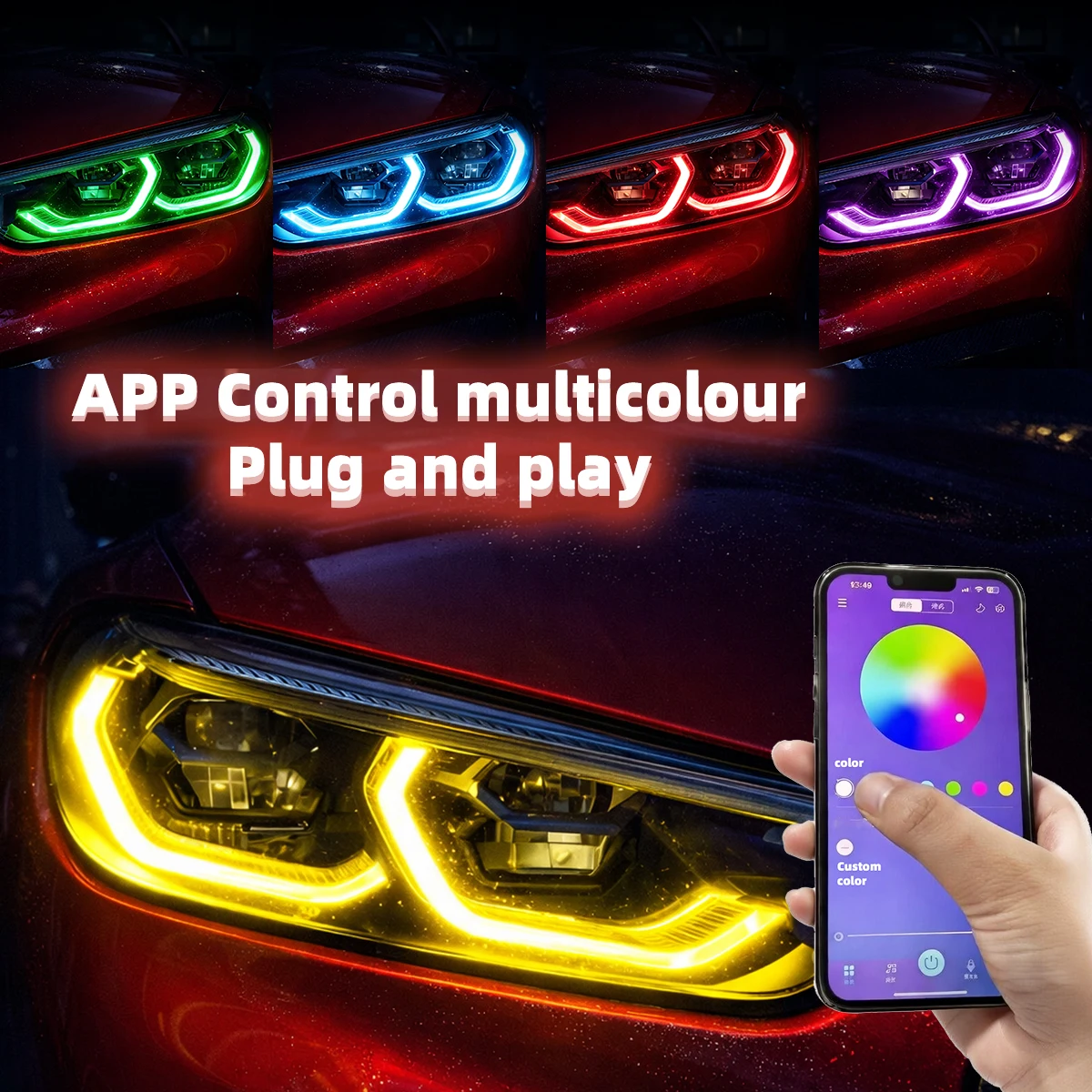 For BMW 8 Series M8 G14 G15 G16 F91 F92 F93 2017-Up RGB LED DRL APP Color Control Plug and Play Daytime Running Light