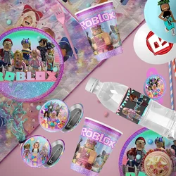 Roblox Girl Birthday Decoration Angle Disposable Tableware Cup Plate Tablecloth Flag Baby Shower Kids Girls boy Party Supplies