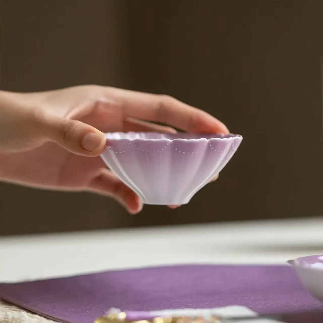 Gradual Change Purple Arita Yaki Hand-painted Rose Ceramic Master Cup KungFu TeaSet Household TeaCup Home Decoration Accessories