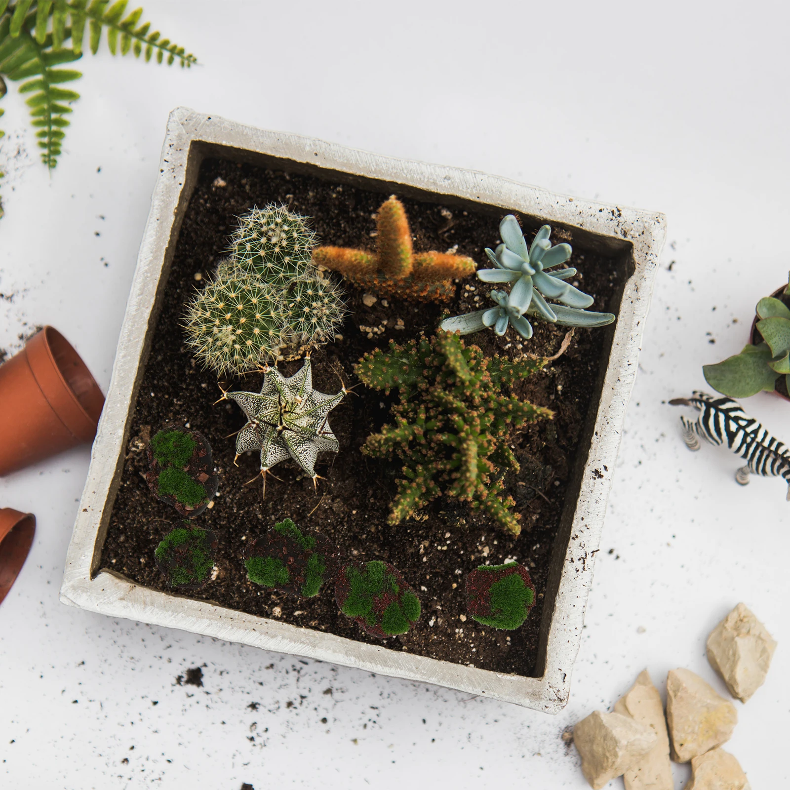 

16pcs Artificial Moss Stone Decorative Faux Green Succulent Pot nament DIY Garden NatureDecorative Mossy StoneSimulated Moss