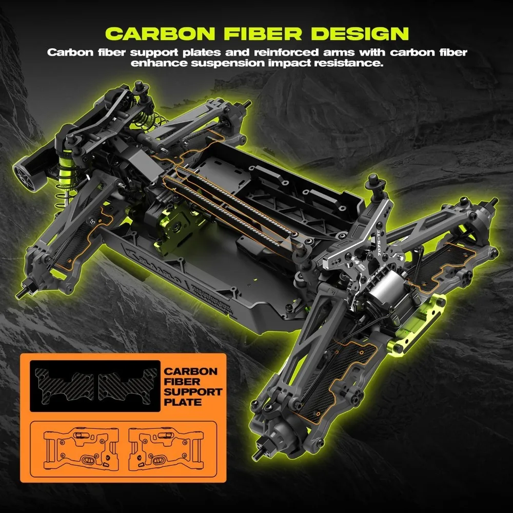 Mini 1:10 Carbon Fiber RC Car Roller Chassis for Adults 4X4 Off Road Truck with Central Differential All Terrain Monster image 4