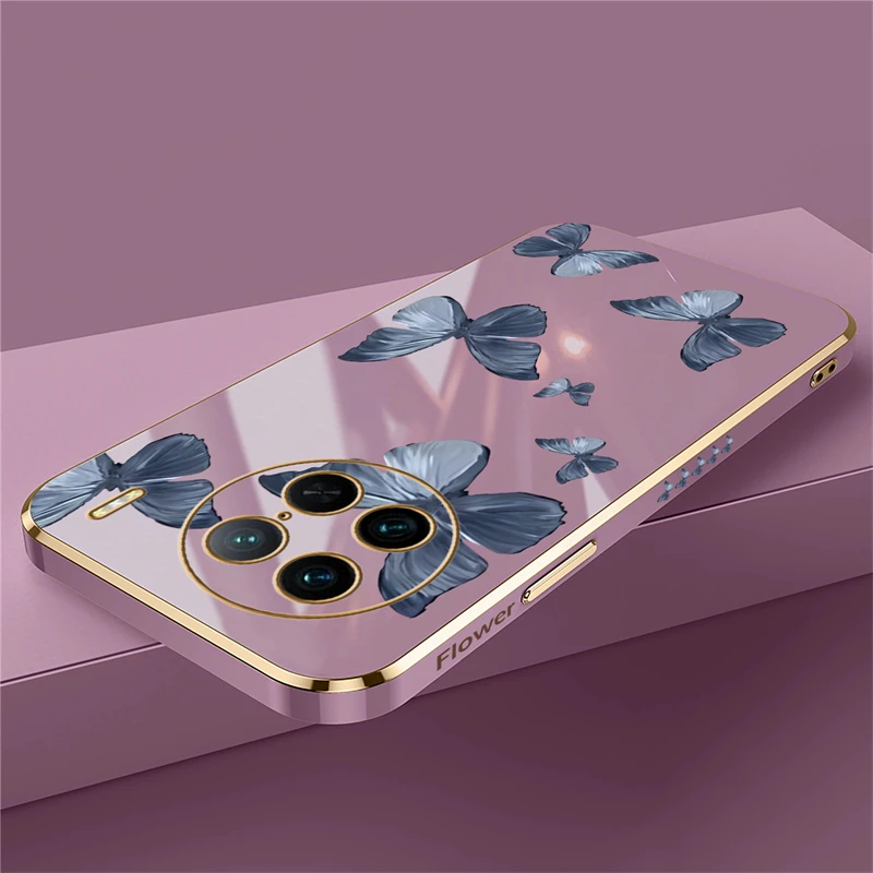 Butterfly Phone Case For VIVO X90 X60 X70 X80 Pro Z1X Z3i Z5X S1 S7 S12 S15 S16E Plating Soft Flower Cover