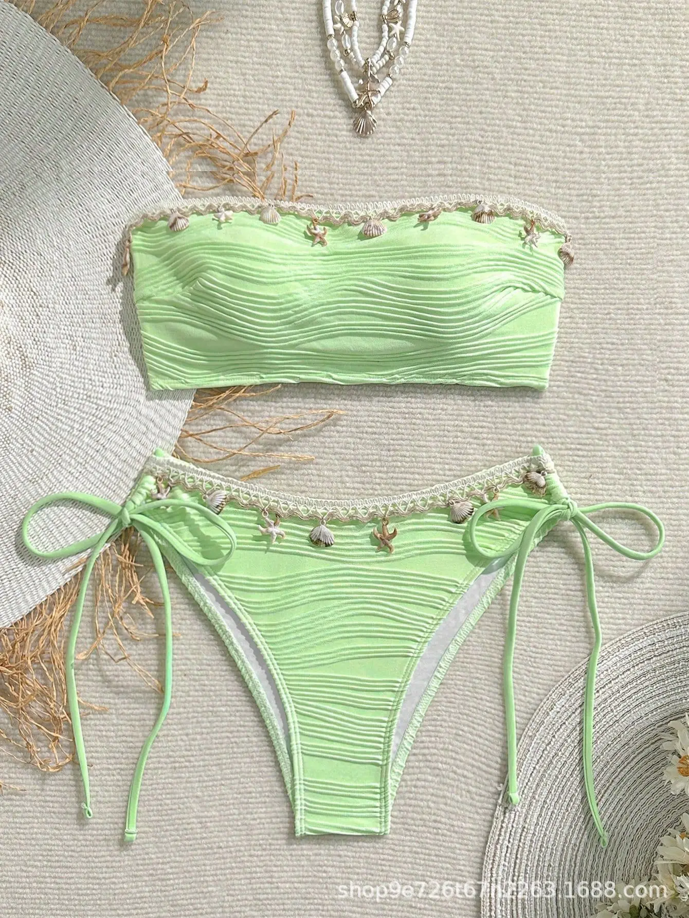 2025 Sexy Starfish Bikini Set Women's Seashell Fringe Two Piece Swimwear Boho Beach Vacation Bathing Suit Summer Swim Clothes