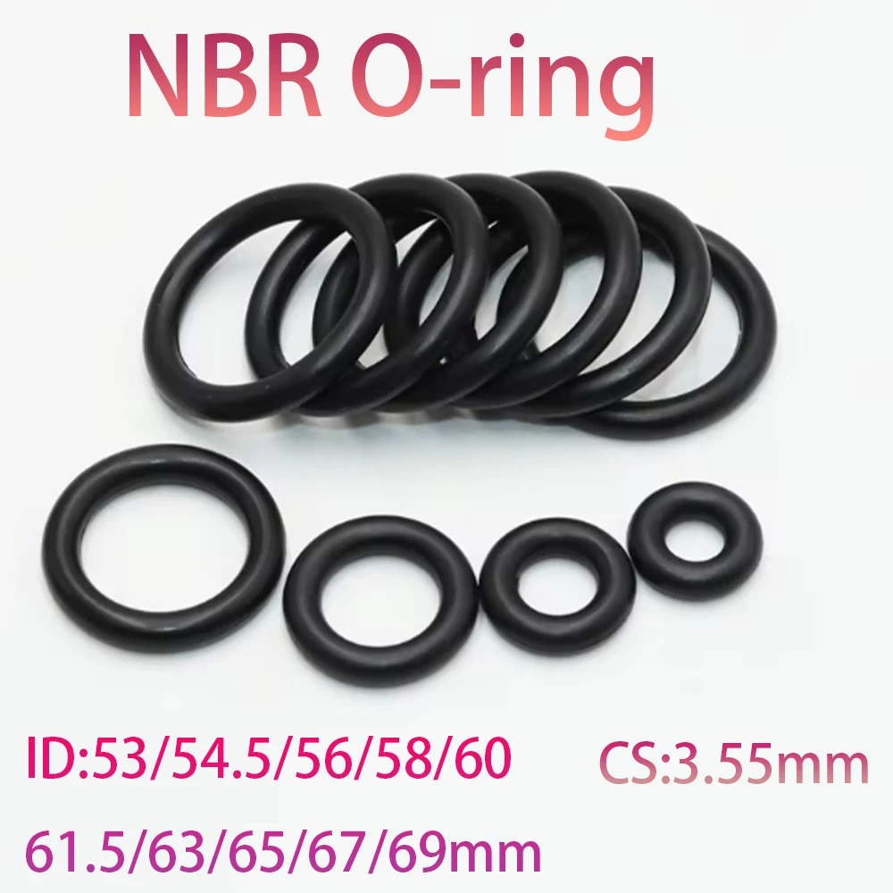 NBR O-ring ID 53/54.5/56/58/60/61.5/63/65/67/69*3.55mm Black Rubber O Ring Wear-Resistant Oil Resistant Waterproof And Has