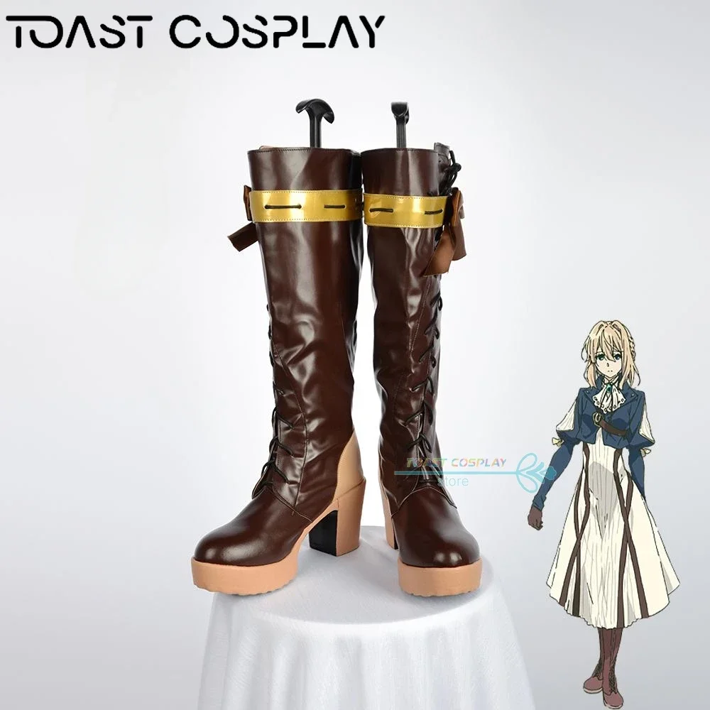 Violet Anime Violet Evergarden Cosplay Anime Boots Comic Violet Cosplay Costume Prop Shoes for Con Halloween Party