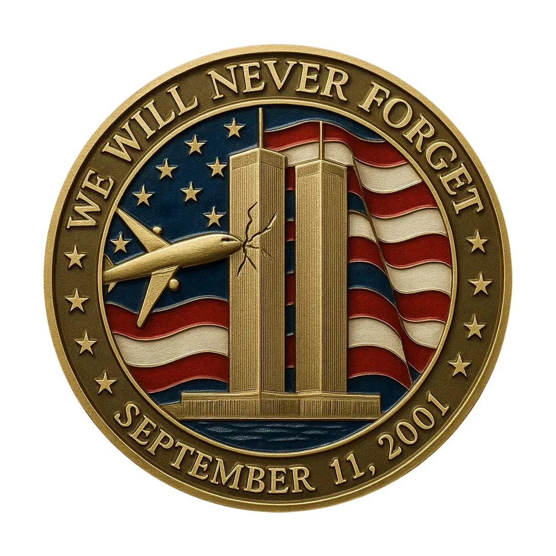 شرف أبطال 9.11 عملة تذكارية قديمة مطلية بالذهب لن ننسى أبدًا في 11 سبتمبر،2001 عملة تذكارية