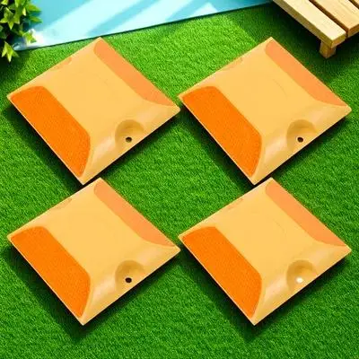 4 قطعة ترصيع الطريق البلاستيكية العاكسة مزدوجة الوجهين علامات الرصيف المرتفعة الطريق السريع وسادة تباطؤ الرؤية الليلية دائم