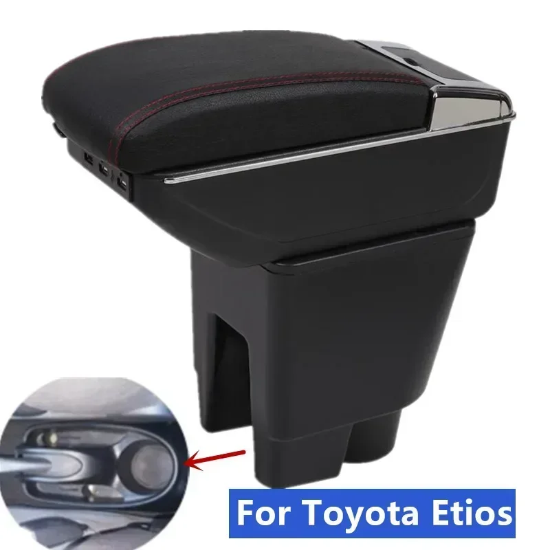 For Toyota Etios Armrest Box For Toyota Etios Car Armrest Central storage Box with USB Interior Car Accessories