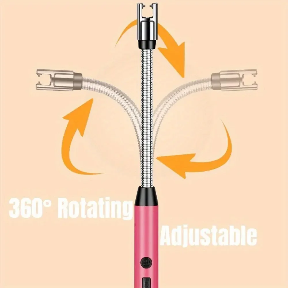 3PCS/Set USB Rechargeable Electric Lighter LED Display 360 Degree Rotation Windproof Lighters for Smokers Kitchen BBQ Candle Use