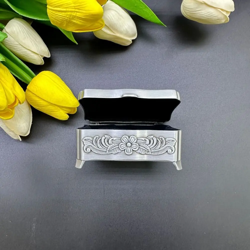 Electroplating Metal Jewelry Box Vintage Simple Jesus Storage Case Large Capacity Christian Trinket Box Necklace Box