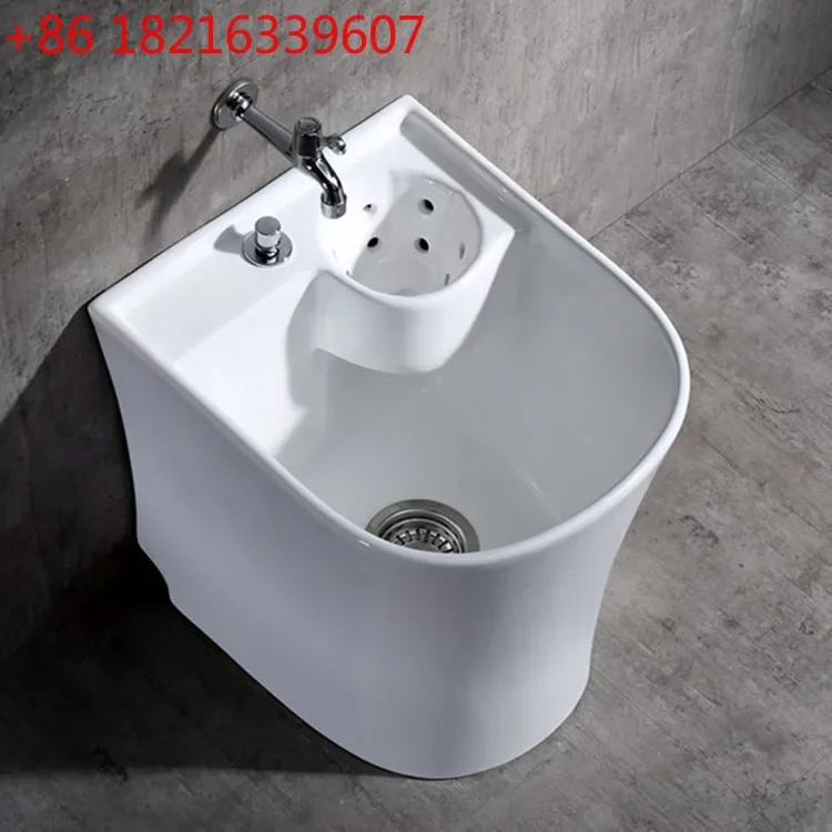 Ceramic squeezed dry basket, balcony mop pool, bathroom one-click Taiwan-controlled mop pool