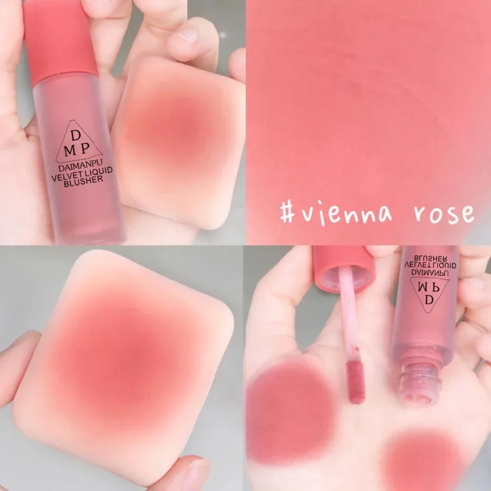 Blush líquido rosa de longa duração, à prova d'água, não desbota, fácil coloração, hidratante, ilumina a tez dos cosméticos faciais