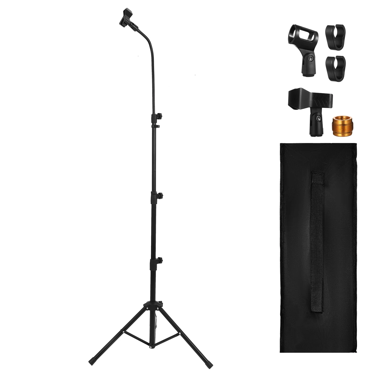 

Microphone Stand Duty Tripod Floor Black Metal Holder Instrument Microphone Stand Wired Streaming Adjustable Portable Storage