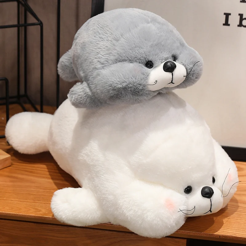 28-85cm Simulation Marine Organism Fatty Seal Plush Toy Kawaii Stuffed Animal Round Sea Lion Soft Baby Kids Sleeping Pillow Gift