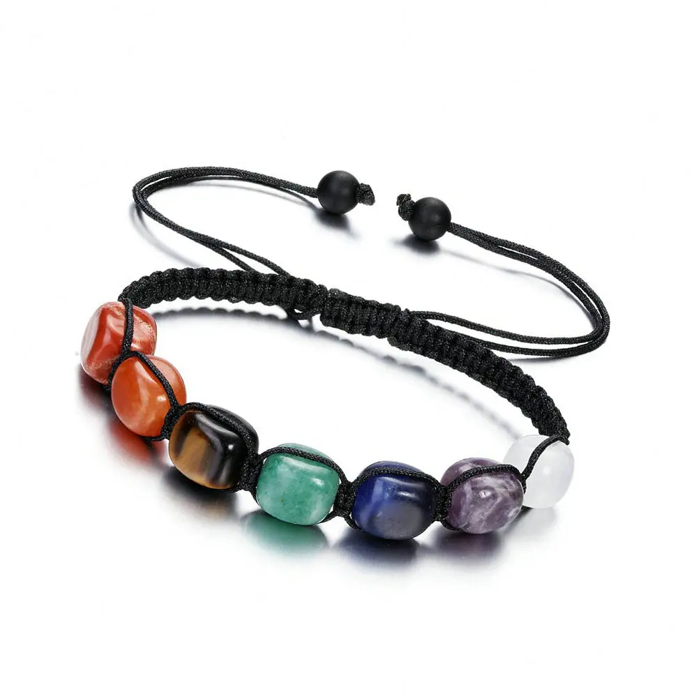 Top Plaza 7 Chakra Treatment Crystal Bracelet Yoga Stone Adjustable Beads Bracelet Meditation Relaxation Anxiety Women\'s Bracele