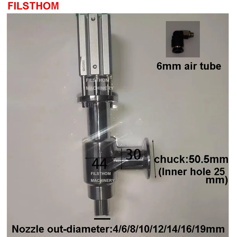 فوهة تعبئة هوائية صمام تعبئة معجون سائل 50.5 مم واجهة تشاك #3