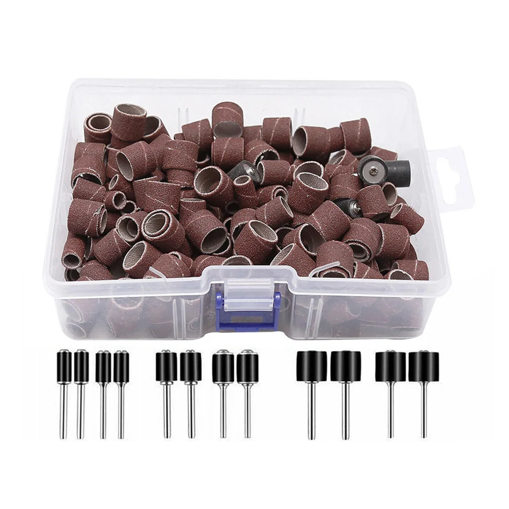 384Pcs Sanding Ring With Rod Abrasive Rotary Tool Kit Sanding Bands Kit Shank Rotary Tool Nail Drill Bits Abrasive Tools