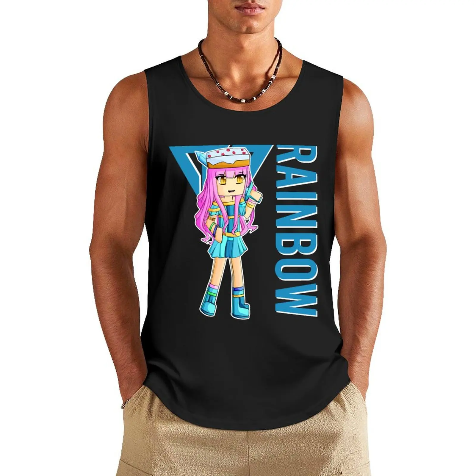 Rainbow gamer Itsfunneh Funneh Krew gamer fan art 2022 Tank Top Men's tops summer clothes Body man