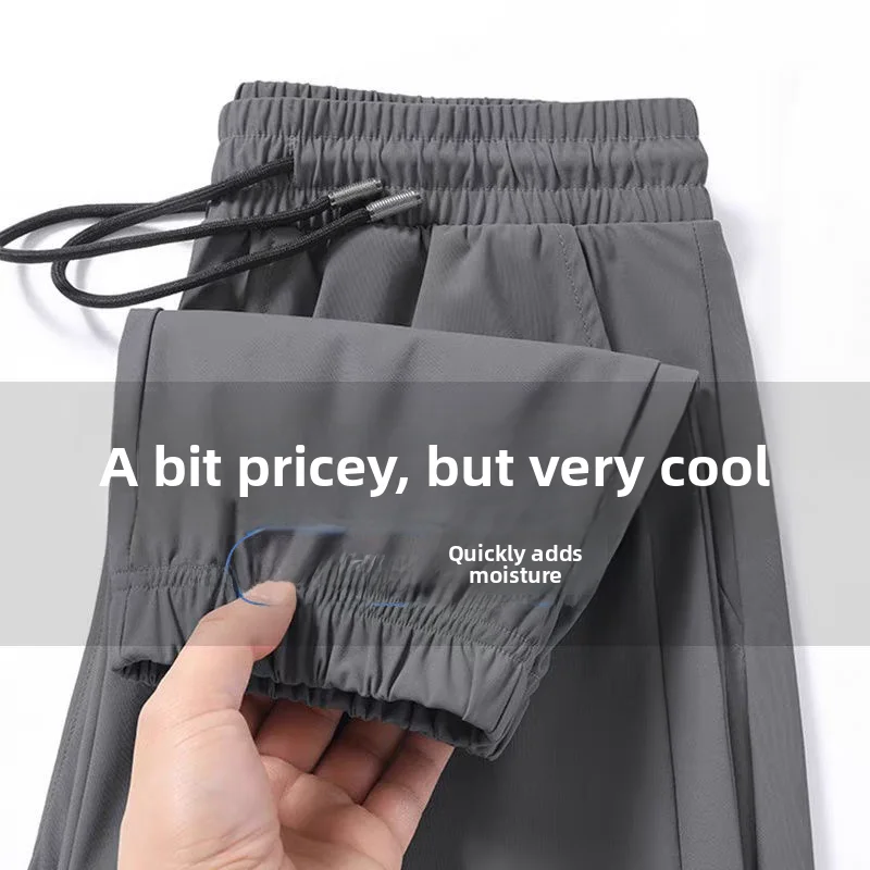 

Men's Casual Straight Leg Ice Silk Sports Pants Summer Thin Faion Ci Harajuku Sle Polyester Fiber Blend Wear Resistant