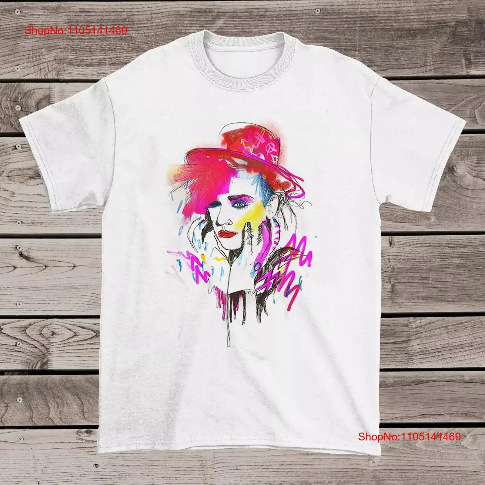 

Boy George Culture Club Drawn Portrait T Shirt Full Size S 5XL vintage Washed Comfortable fashion homme Slightly streetwear