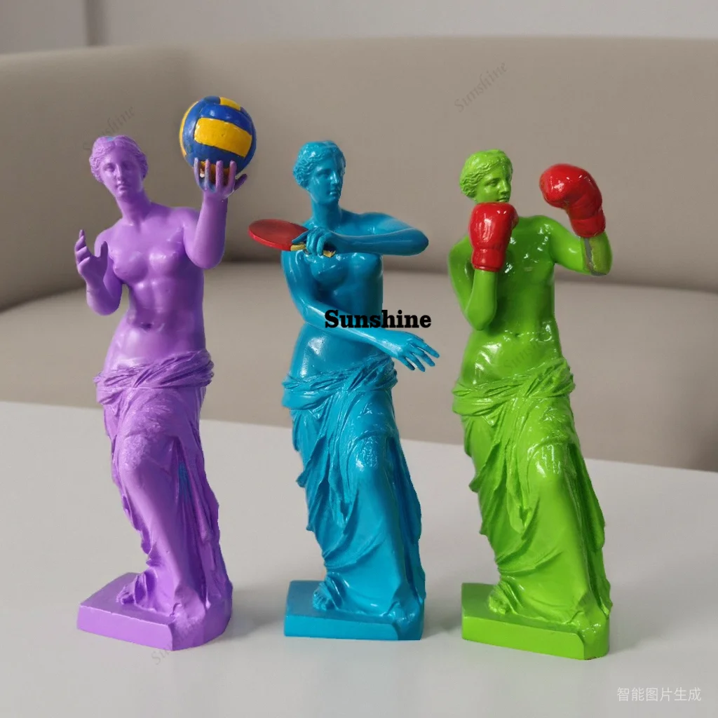 

Creative Exercise Venus Sculpture Living Room Table Resin Crafts Ancient Greek Mythology Love God and Beauty God Figures Statue