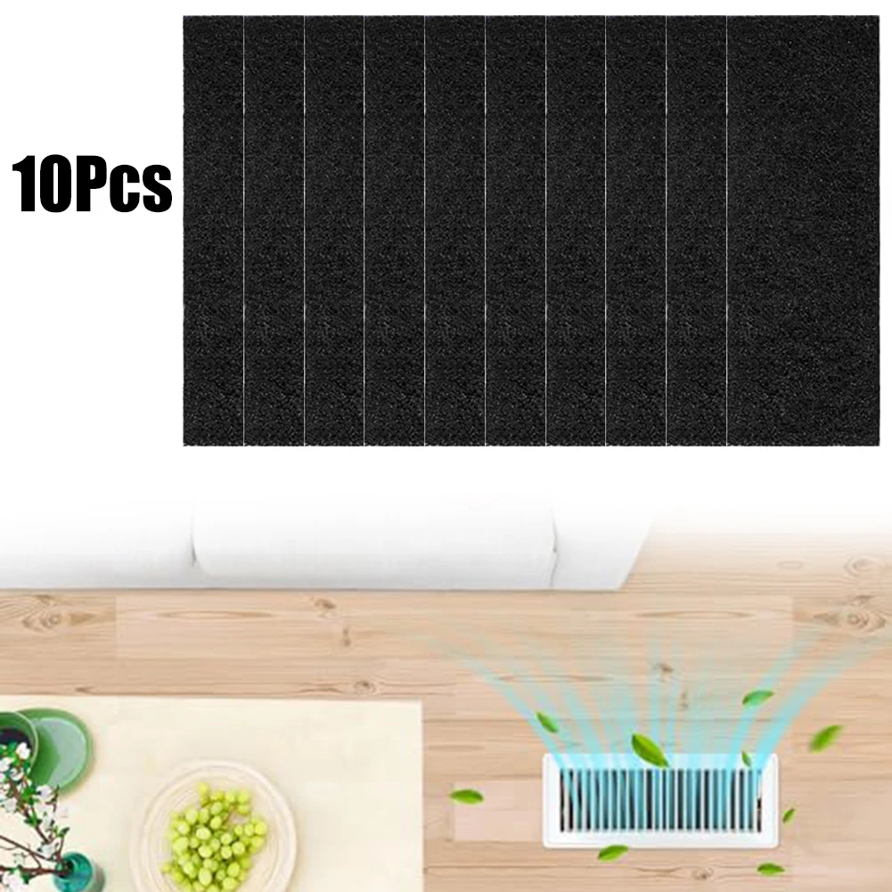 10pcs Activated Carbon Air Vent Filters 4x12 Inch Black Replacement Sheets For Home Floor Register HVAC Purification System