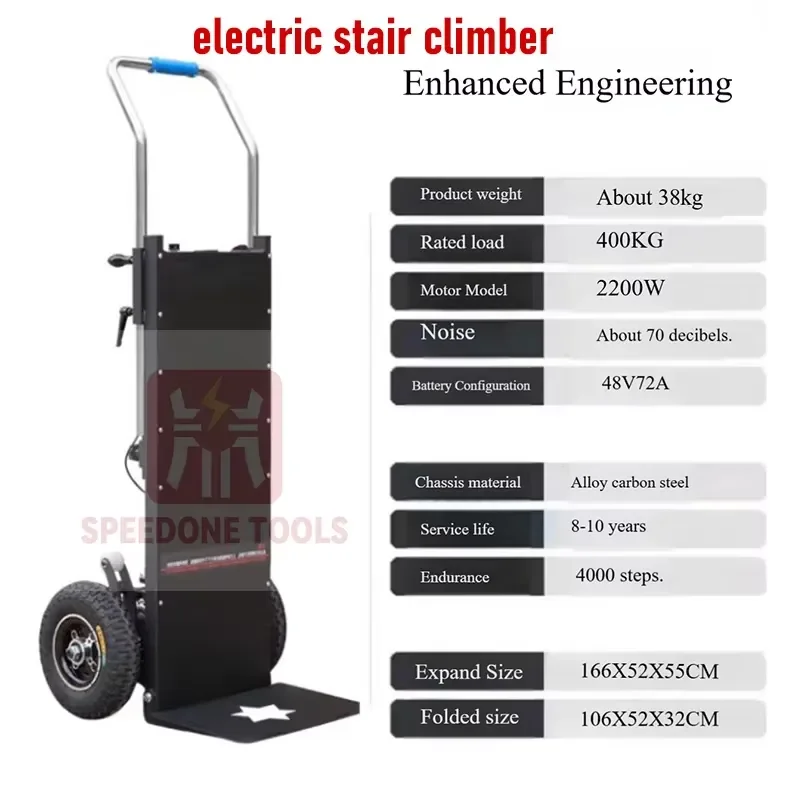 Foldable Electric Stair Climbing Trolley for Building Cement Load Transport in Logistics and Warehouse