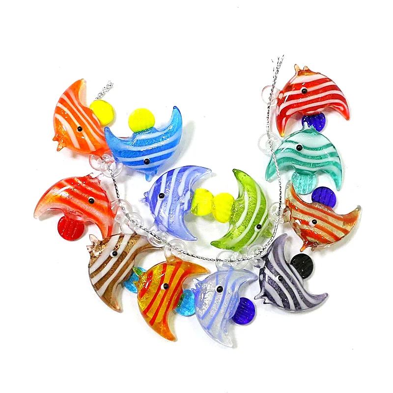 2pcs Cute Sea Fish Charms Pendant Mini Glass Fish Ornaments for Diy Women Jewelry Necklace Earrings Bracelet Making Accessories