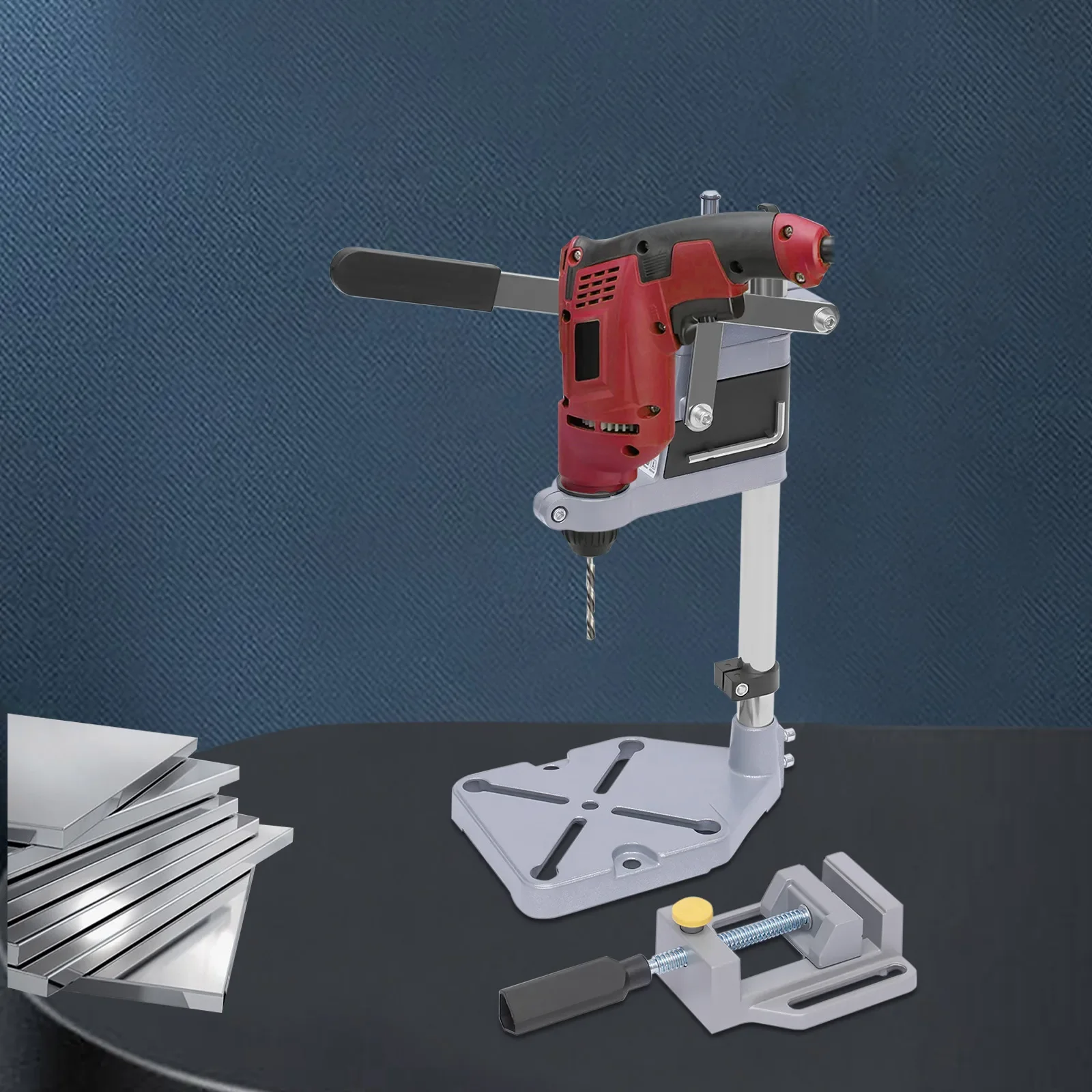 

Aluminium Alloy Compact Single-Hole Drill Stand W/ Clamp, Lightweight & Portable, Fit 1.4" To 1.6" Drill Collars Electric Drills
