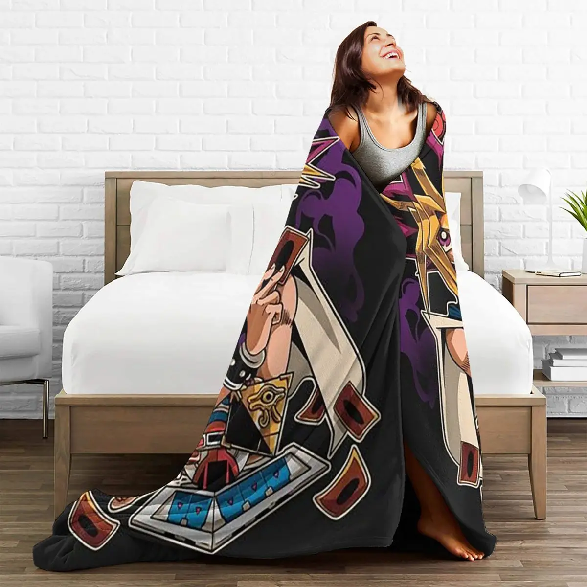 Blue-Eyes White Dragon Japanese Anime Yu-Gi-Oh Blankets Warm Flannel Throw Blanket Cover for Bed Living room Picnic Travel Home
