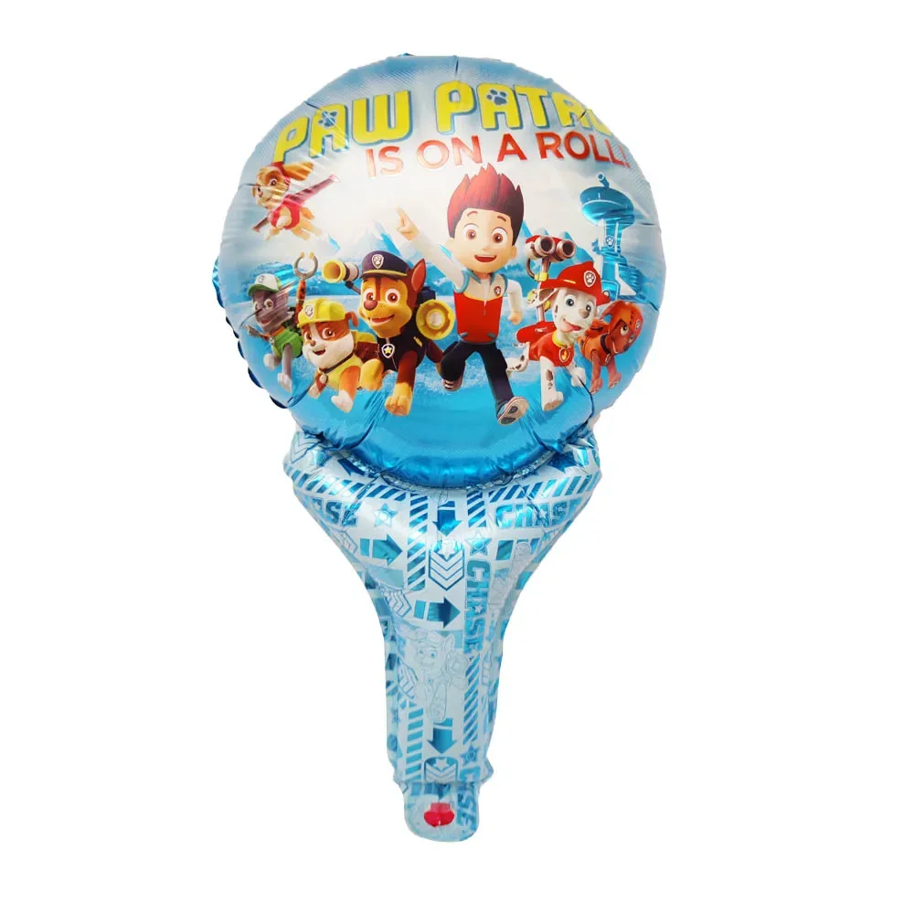 10Pcs 25*35Cm Paw Patrol Hand Stick Foil Balloons Globals Cartoon Dog Strip Balls Sids Boy Birthday Party Inflatable Toys Gift