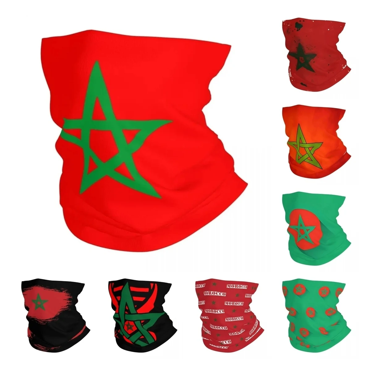 

The Flag Of Morocco Bandana Neck Gaiter Printed Balaclavas Mask Scarf Warm Headwear Riding Unisex Adult All Season