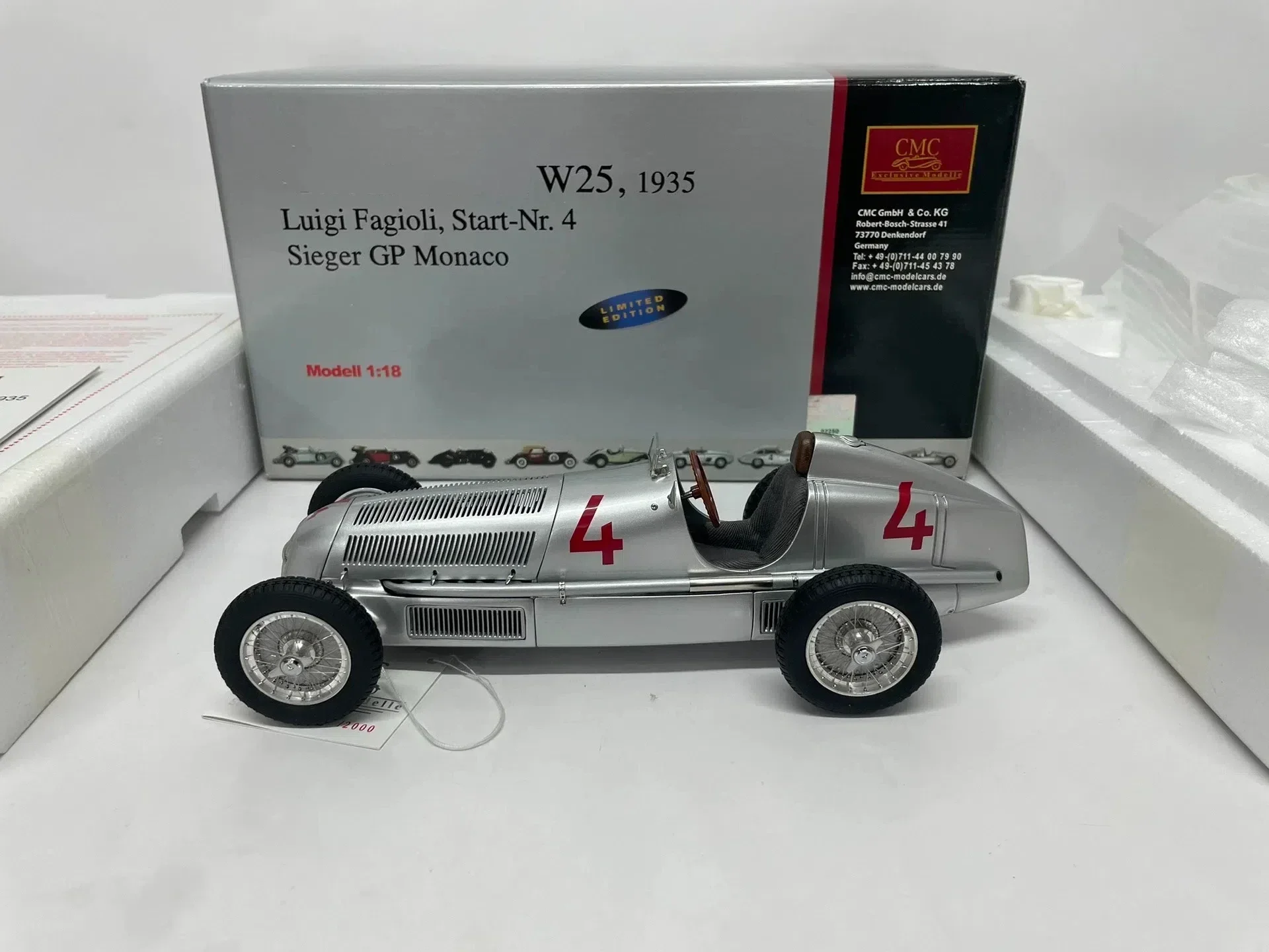 CMC 1:18 W25 1935 #4 Simulation Limited Edition All Open Alloy Metal Static Car Model Toy Gift