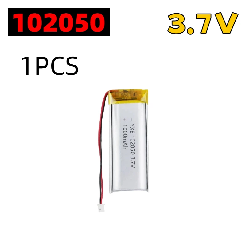 102050 3.7V 1000mAh Akumulator litowo-polimerowy z wtyczką JST PH2.0, o dużej pojemności, do kamery, nawigacji GPS, MP5, zestawu słuchawkowego — zdjęcie produktu 3