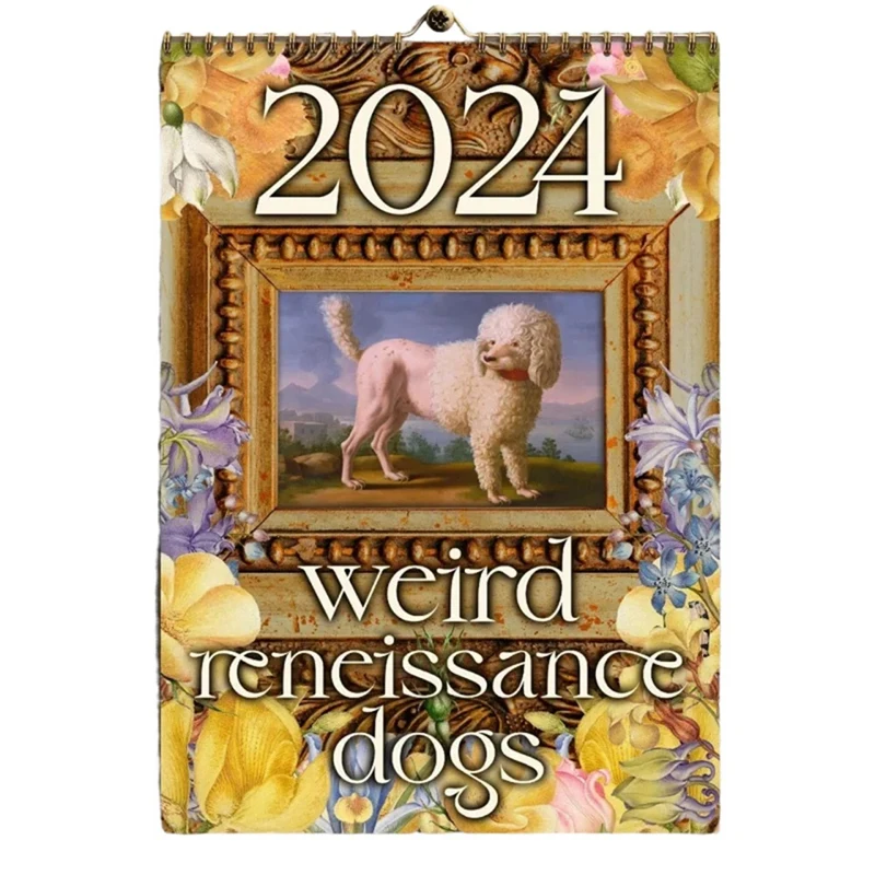 Weird Medieval Dogs Wall Calendar, Renaissance Retrowall, Anti-Tear Dogs, 2024