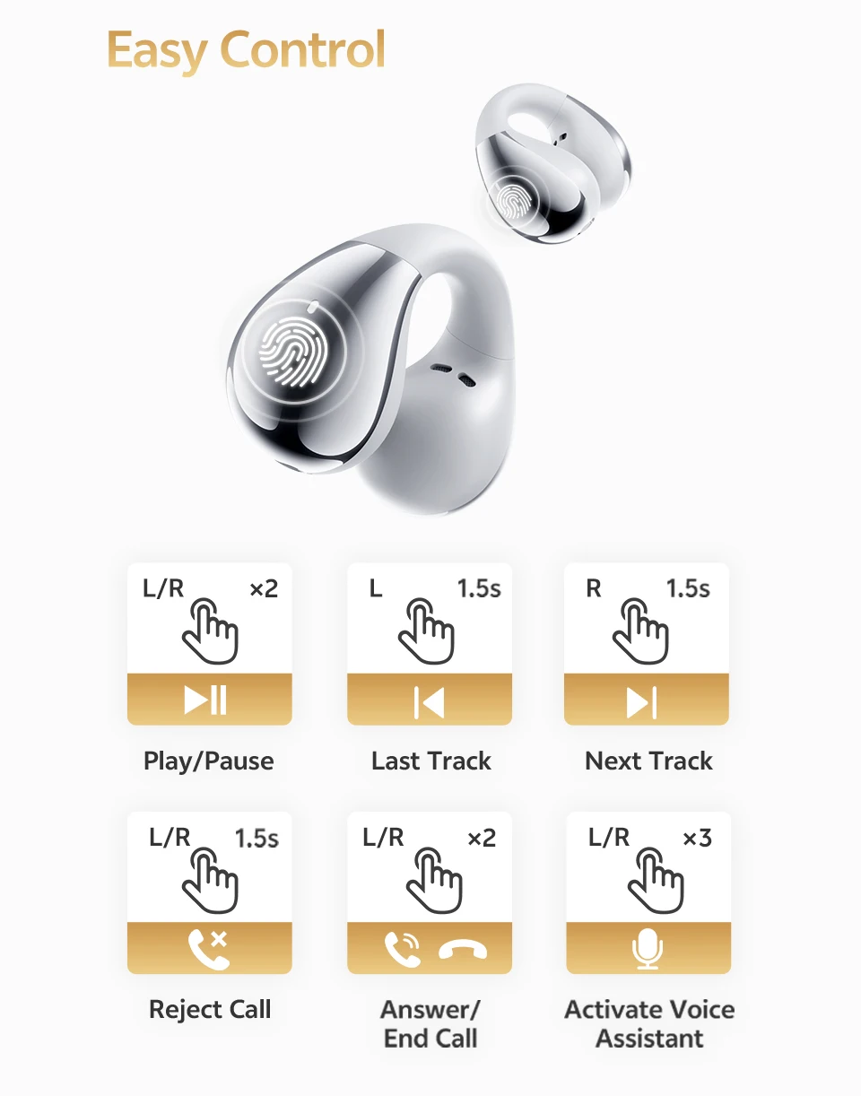 QCY Crossky C30S Clip-On Wireless-Kopfhörer Hi-Res LDAC-Kopfhörer Bluetooth 6.0 Dual-Magnet-Treiber-Headsets 40H Sport-Ohrhörer – Detail 13