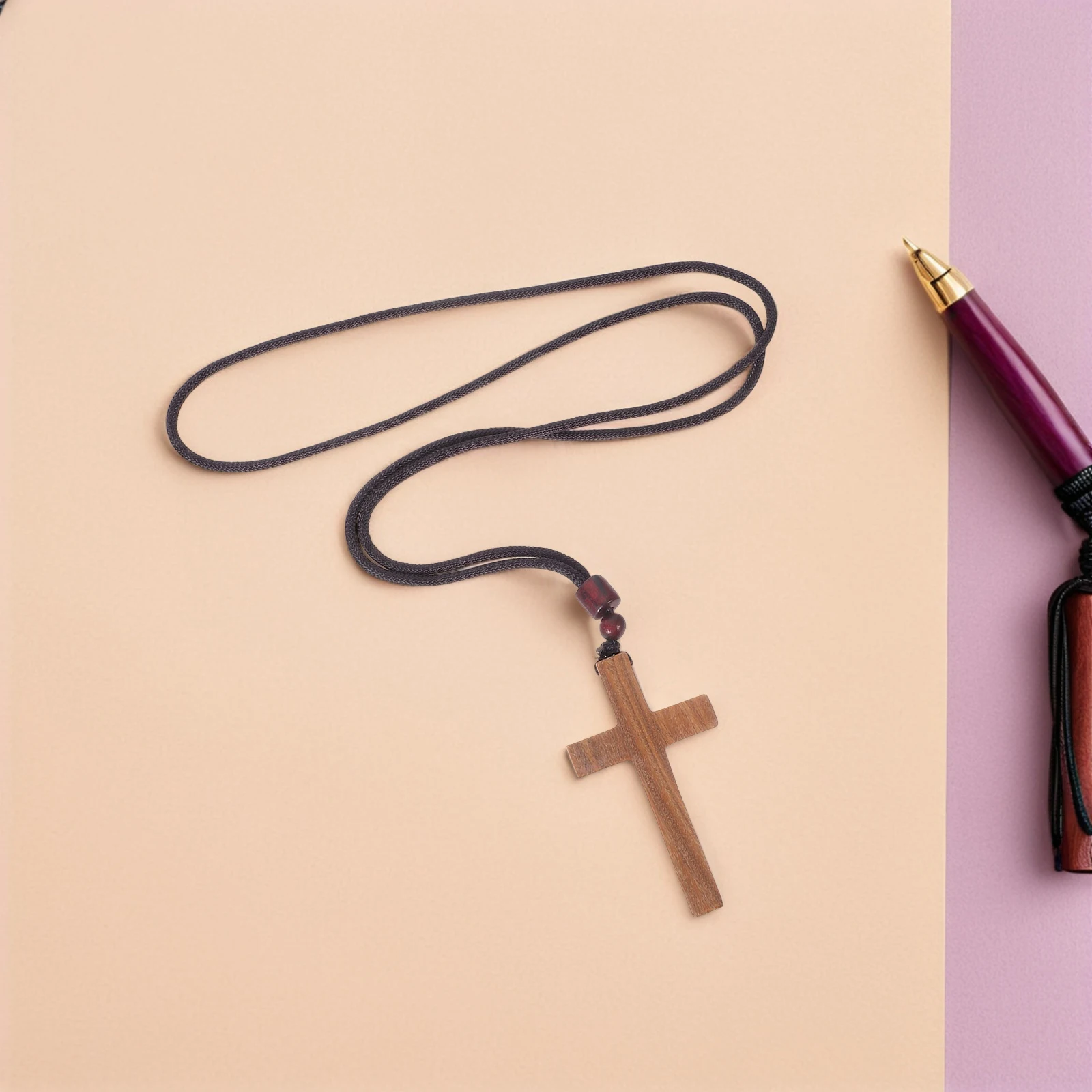 

Wooden Hanging Charm Handcrafted Vintage Style Religious Pendant for Rearview Mirror Cross Decoration