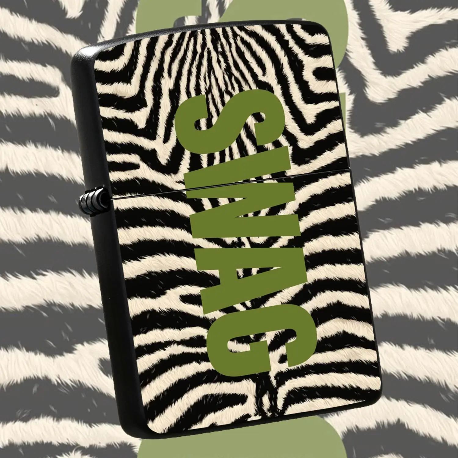 Stylish Zebra Pattern Swag Logo Vertical Design Lighter, Trendy Retro Portable Igniter For Daily Use, Practical Distinct Accessory For Camping Hiking Dating Gatherings, Ideal Present Choice For Friends Hi A Humorous And Interesting Lighter