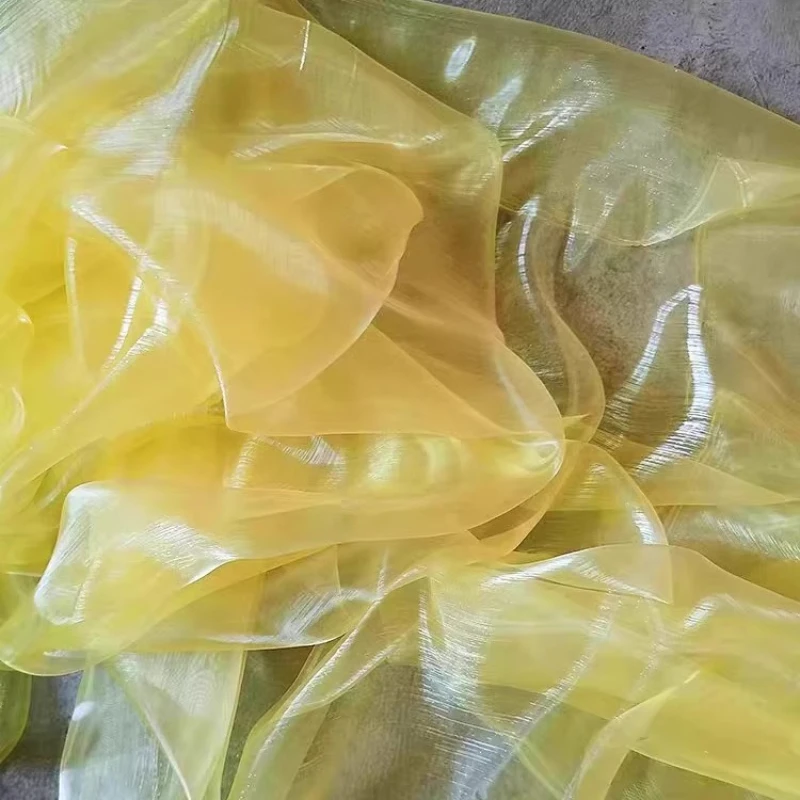 

Желтая ткань из органзы | Блестящий прозрачный водный блеск | Жесткий тюль для свадебного платья, детская одежда, пылезащитный чехол для одежды