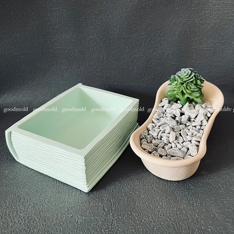 Book Shape Planter Cement Silicone Mold Home Decoration Story Book Concrete Molds Trinket Storage Box Plaster Clay Mould