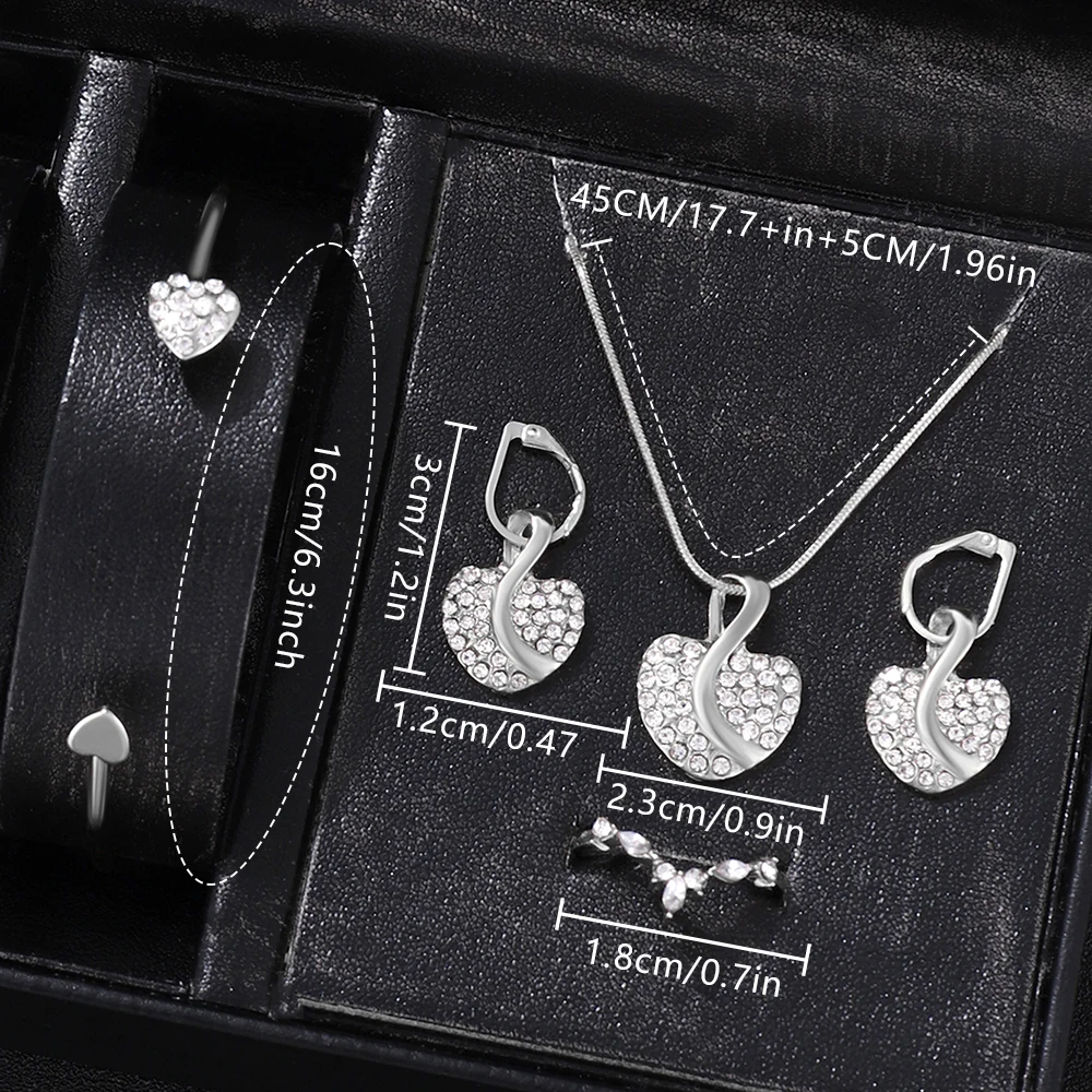 طقم ساعات نسائية فضية مكون من 6 قطع، طقم ساعات كوارتز وسوار وقلادة وأقراط هدية مثالية للأصدقاء أو الأمهات