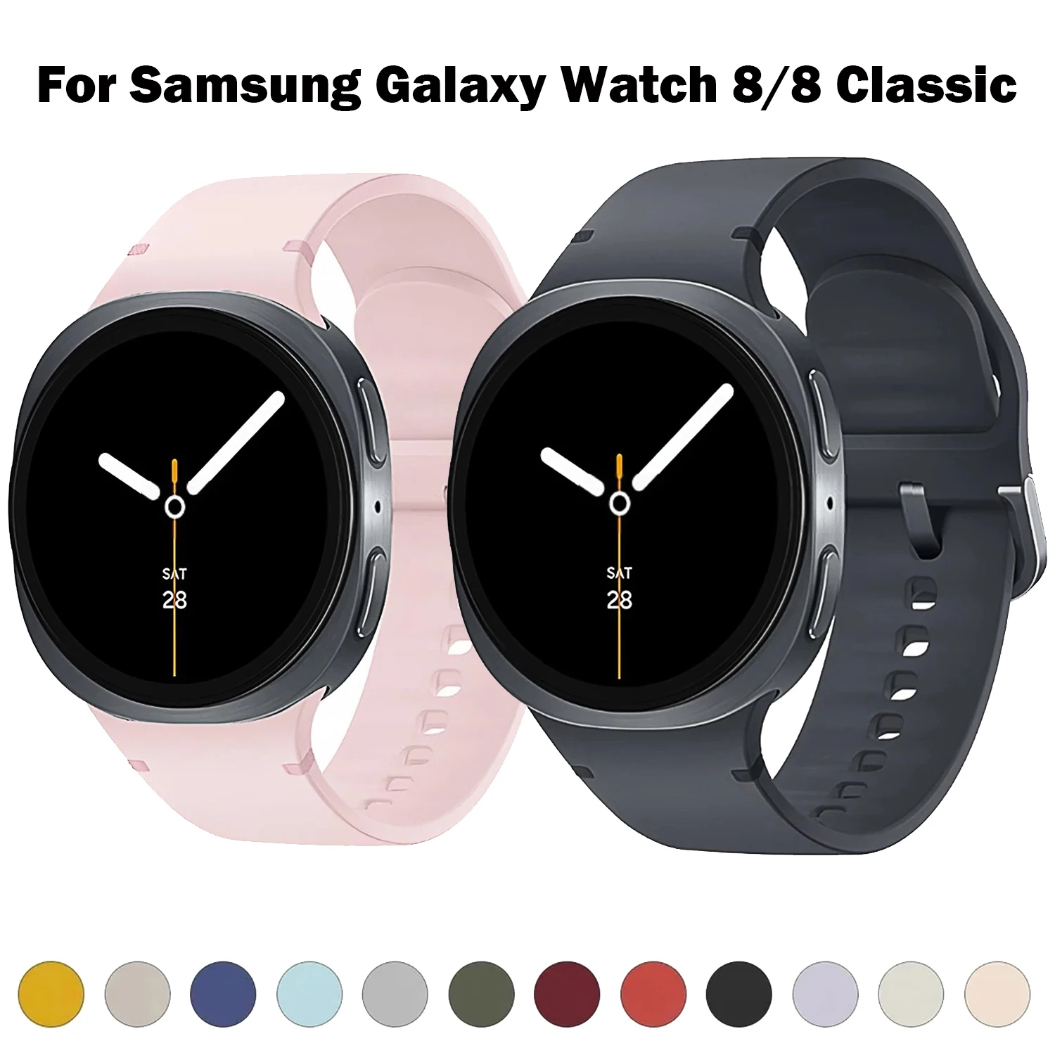 Original-Uhrenarmband für Samsung Galaxy Watch 8 40 mm 44 mm, weiches Silikonarmband, Galaxy Watch 8 Classic 46 mm, Armbandzubehör