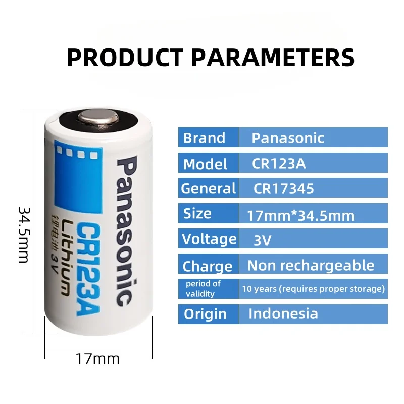 1PCS  Original Panasonic CR123A Lithium 3V Arlo Battery CR123A CR17345 DL123A EL123A 123A