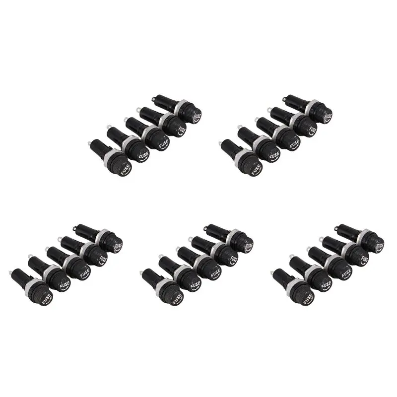 25 Pcs AC 125V 15A 6 X 30Mm Panel Mount Fuse Holder-[Iubi-ABUA]