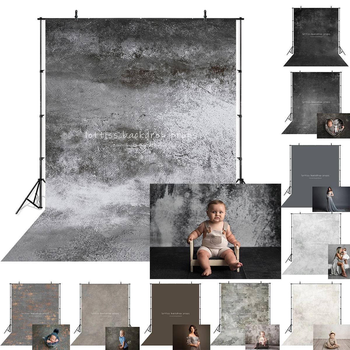 Grey Wall Backdrops Abstract Texture Girl Adult Photography Child Adult Photocall Artistic Solid Newborn Baby Photo Backgrounds