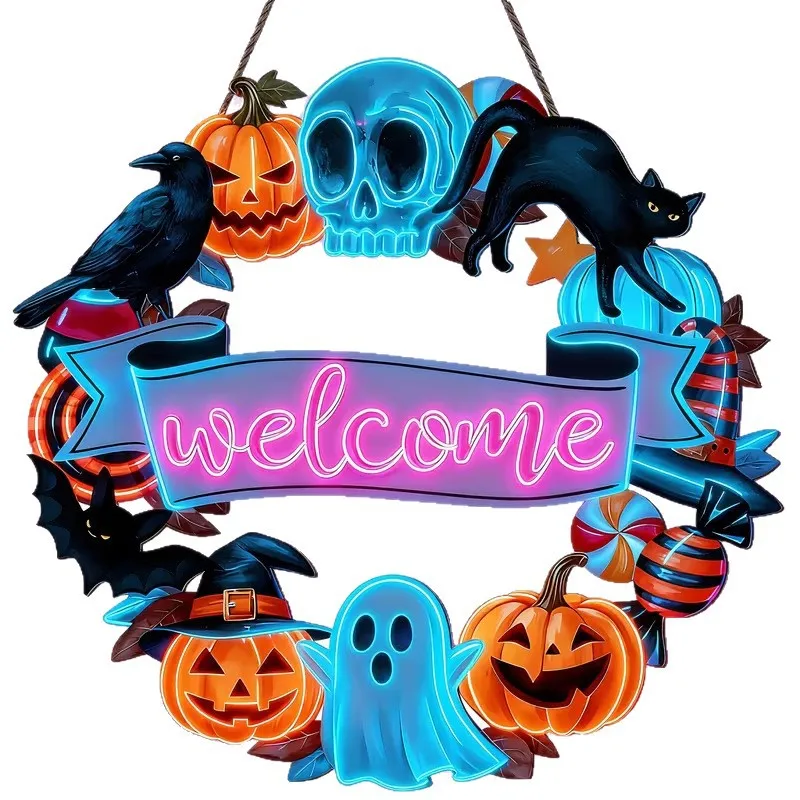 2026 Halloween Wooden Door Pendant Party Home Holiday Plaque Wall Sign Decoration Crafts Decor Anime Girls Toys Funny