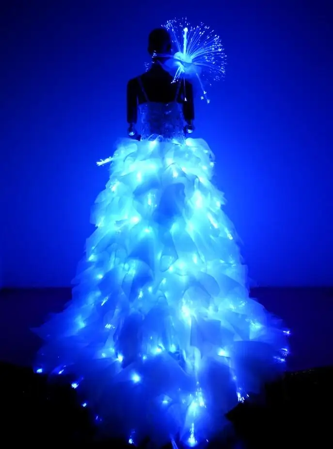 Women LED dance Dress Girls LED Wedding dress LED Light Suits Luminous Costumes