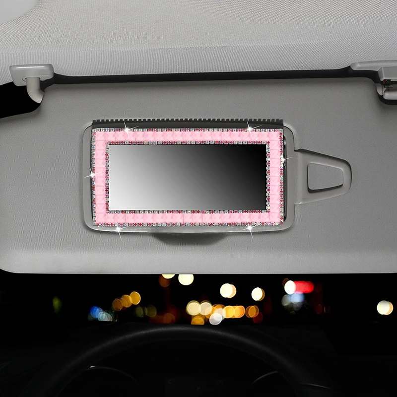 1PCS Portable Car Makeup Mirror Automobile Sun-Shading Visor HD Mirrors Universal Car-styling  Bling Car Accessories for Woman